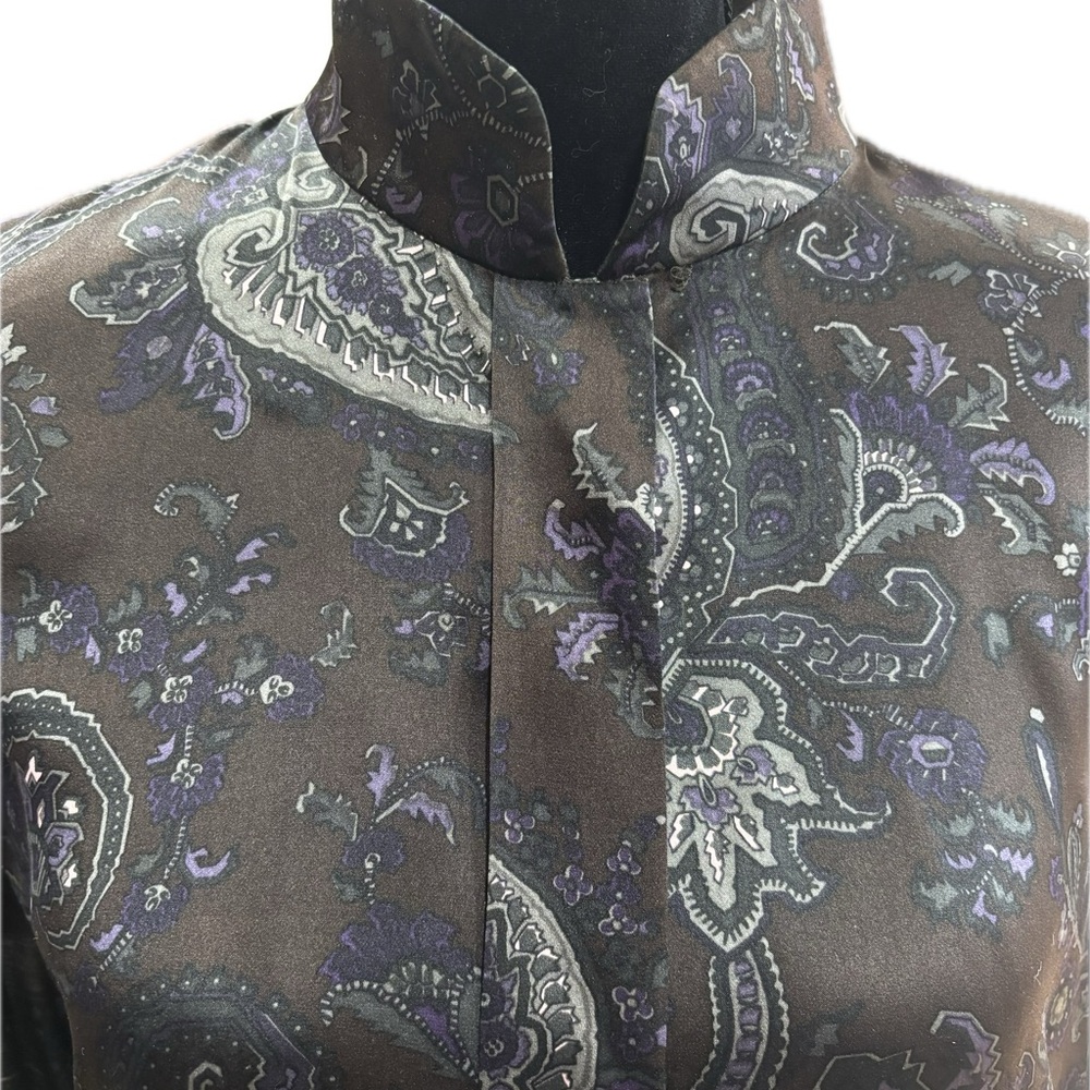 Linda Allard Paisley Blouse - Purple and Gray